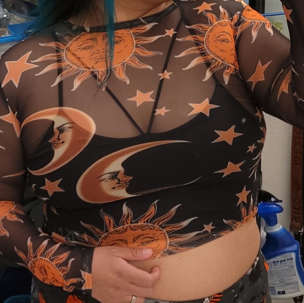 Sun and Moon Mesh Crop Top 🌜☀️⭐